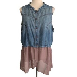 Cruel Girl Denim Vest XXL Embroidered Western Boho Cowgirl Chic Country Concert